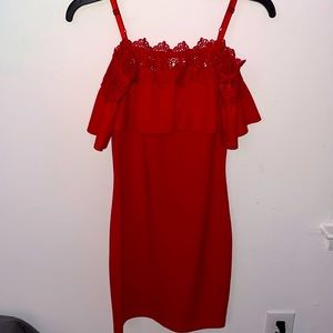 Off the shoulder body con dress